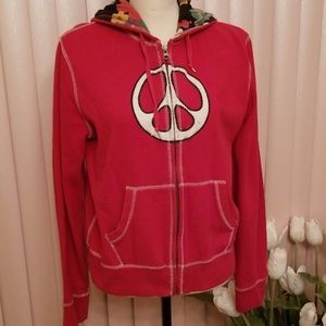 Lucky Brand Red Zip Up Hoodie - Size L